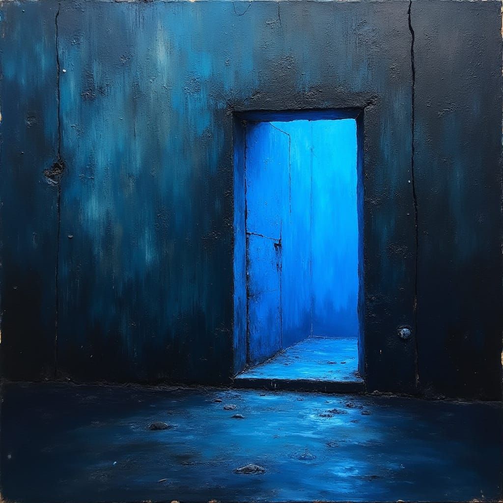 Enlightened Blue Wall in Gritty Urban Landscape