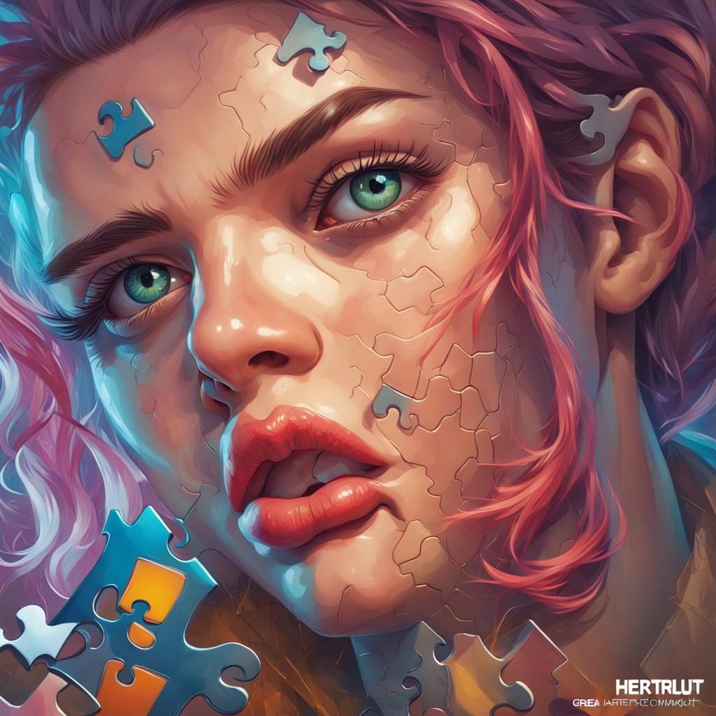 Detailed Comic Book Puzzle Portrait in 8K
