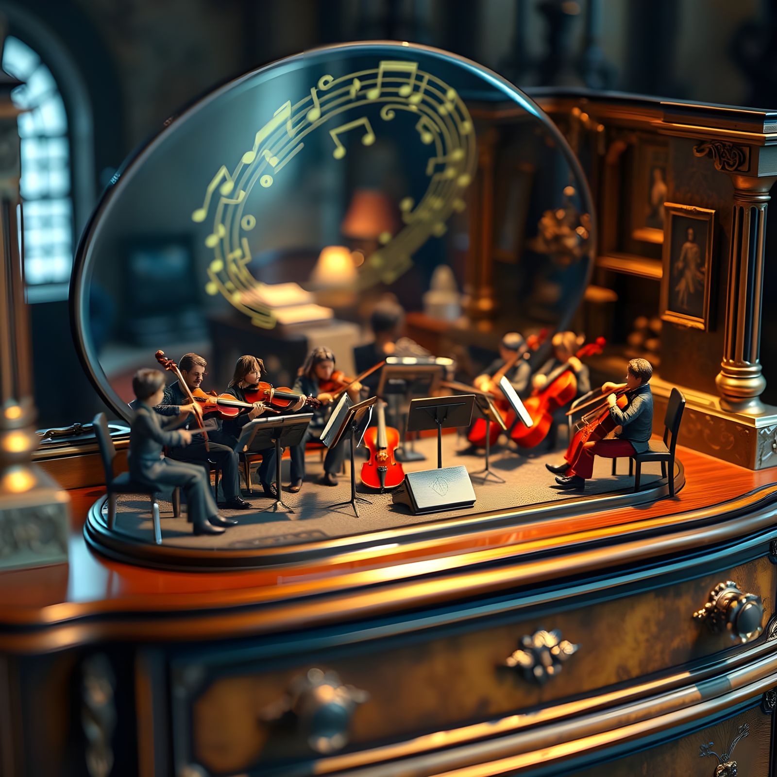 Miniature Symphony Orchestra in a Victorian Vase