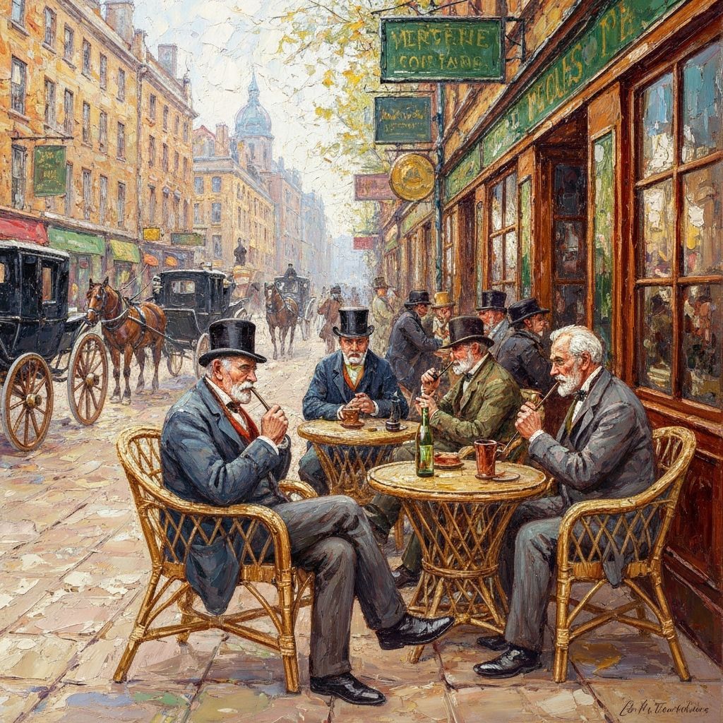 19th Century London Pub Scene with Men Smoking Pipes