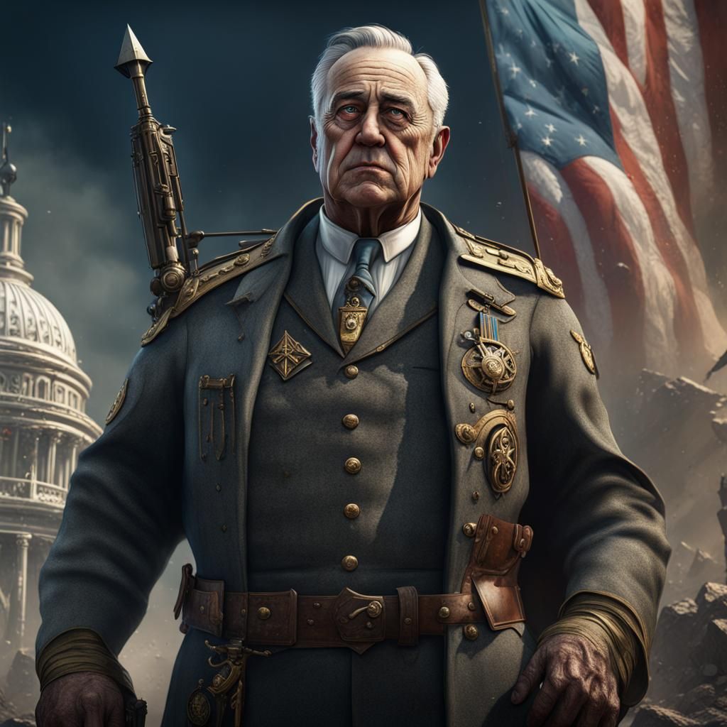 FDR as Post-Apocalyptic Warrior in Detailed Matte Painting