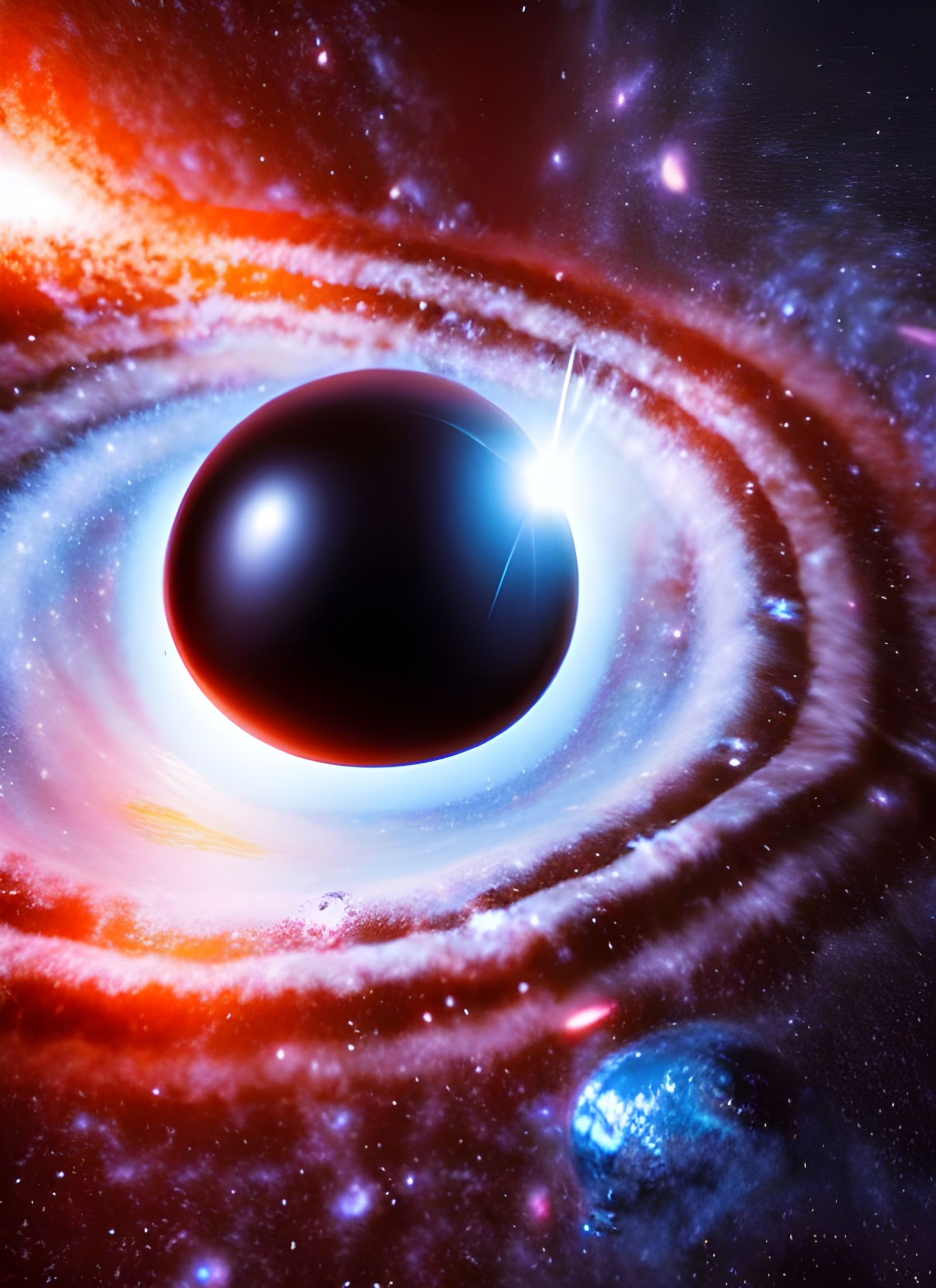 Black Hole Swallowing Galaxy in Surreal Style