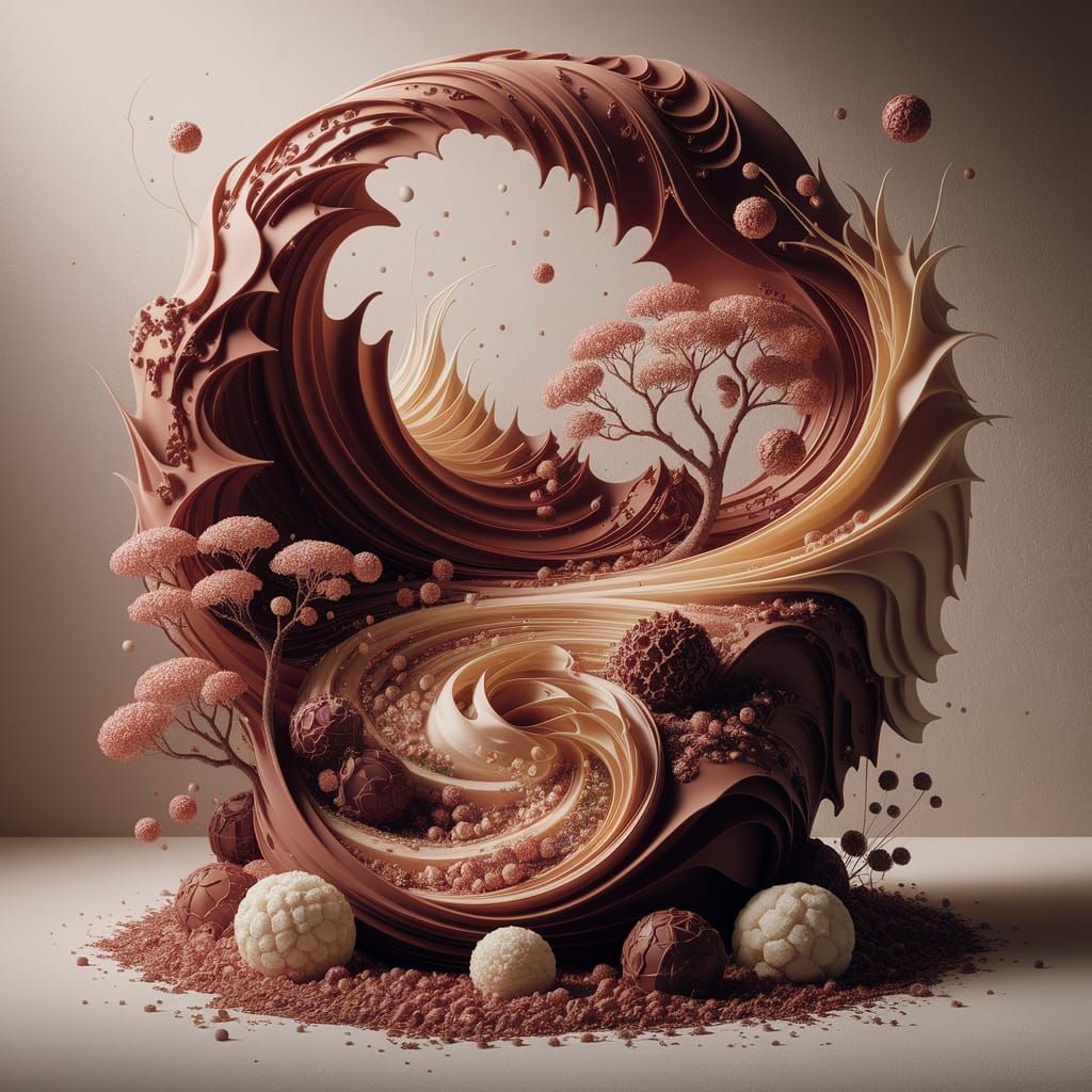 Melting Chocolate Fantasy Landscape in Detailed Oil Painting