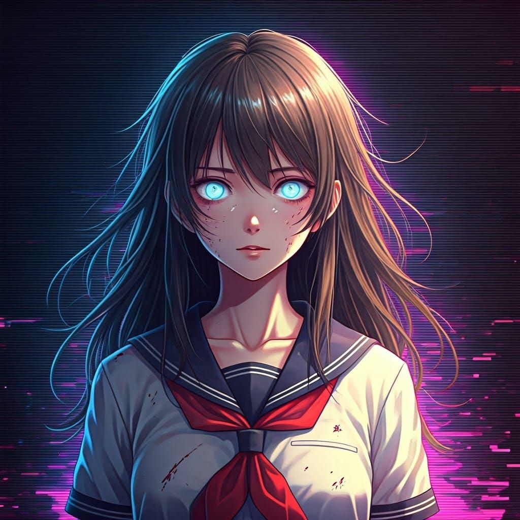 Surreal Cyberpunk Goddess Glitches Reality