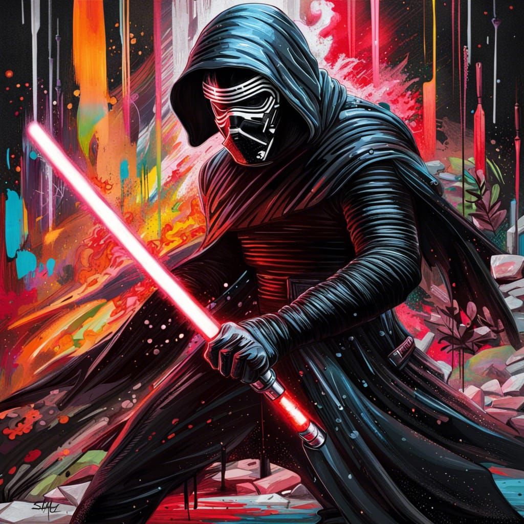 Kylo Ren Lightsaber Graffiti Street Art