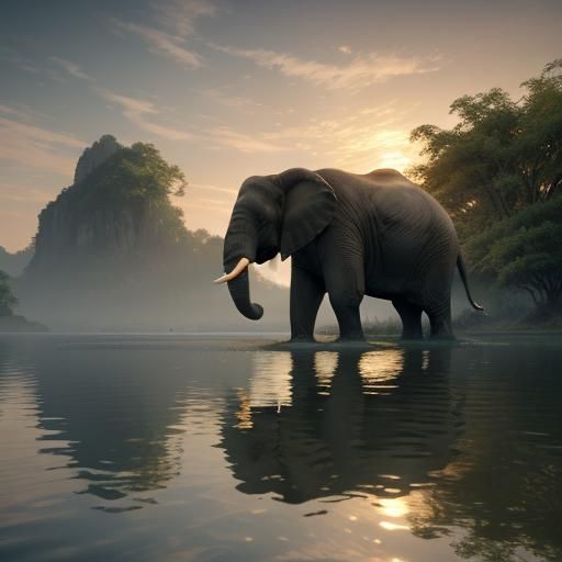 Elephants in Dreamscape Reservoir Art
