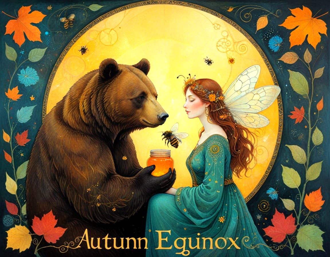 Bear with Honeycomb in Fantasycore Patina Art