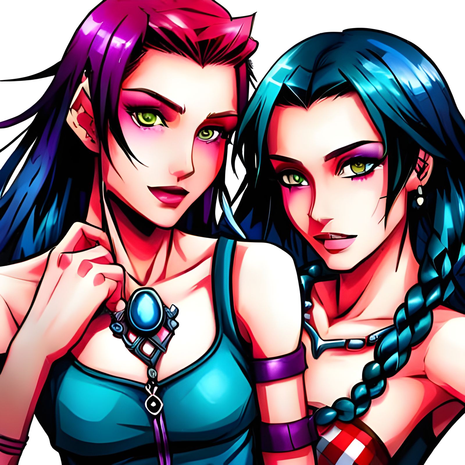 Jinx and Harlequin: Mad Girls Embrace in Manhwa Style