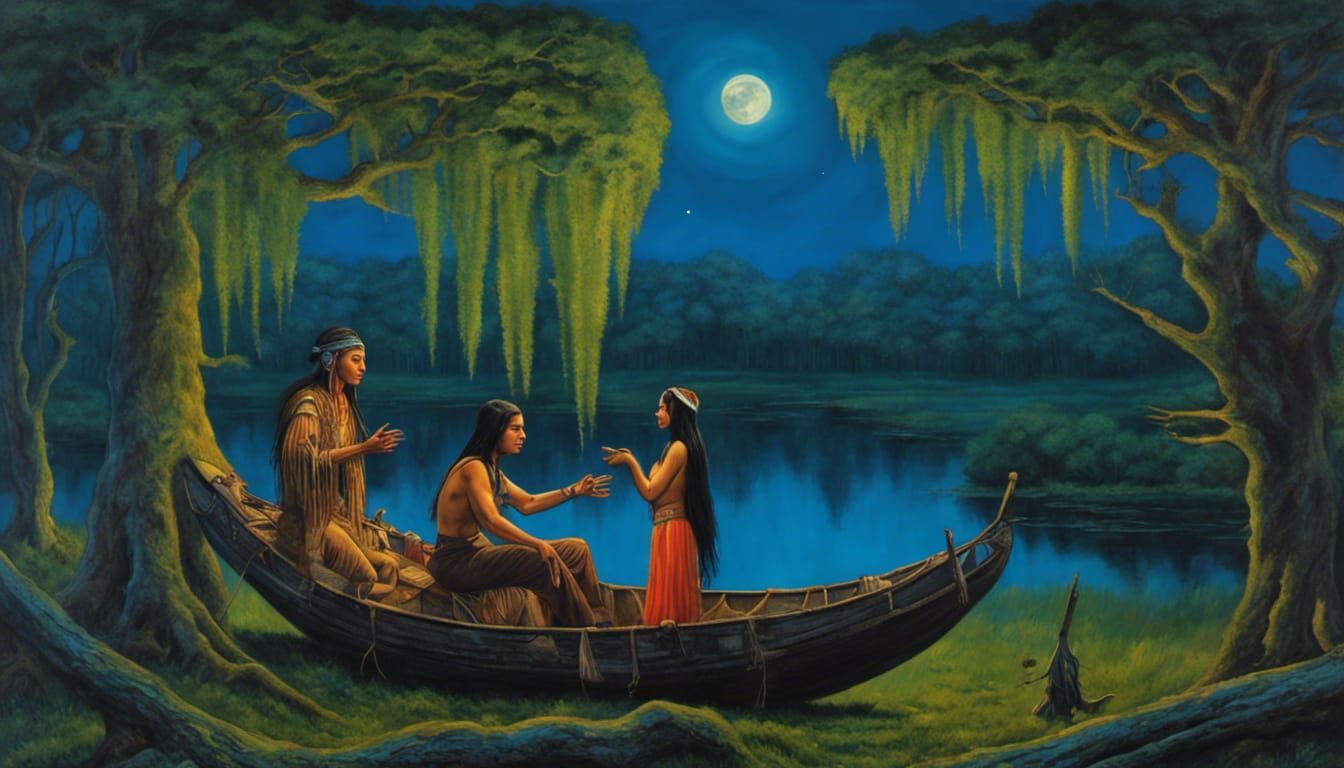 Native American and Romani Woman in Bayou, Neo-Primitivism