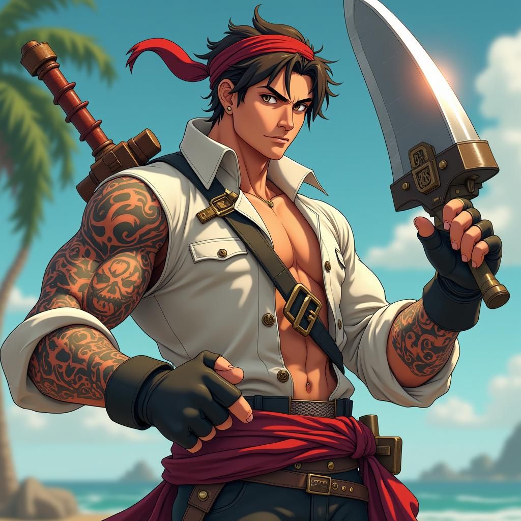 Pirate Marine in One Piece Anime Style