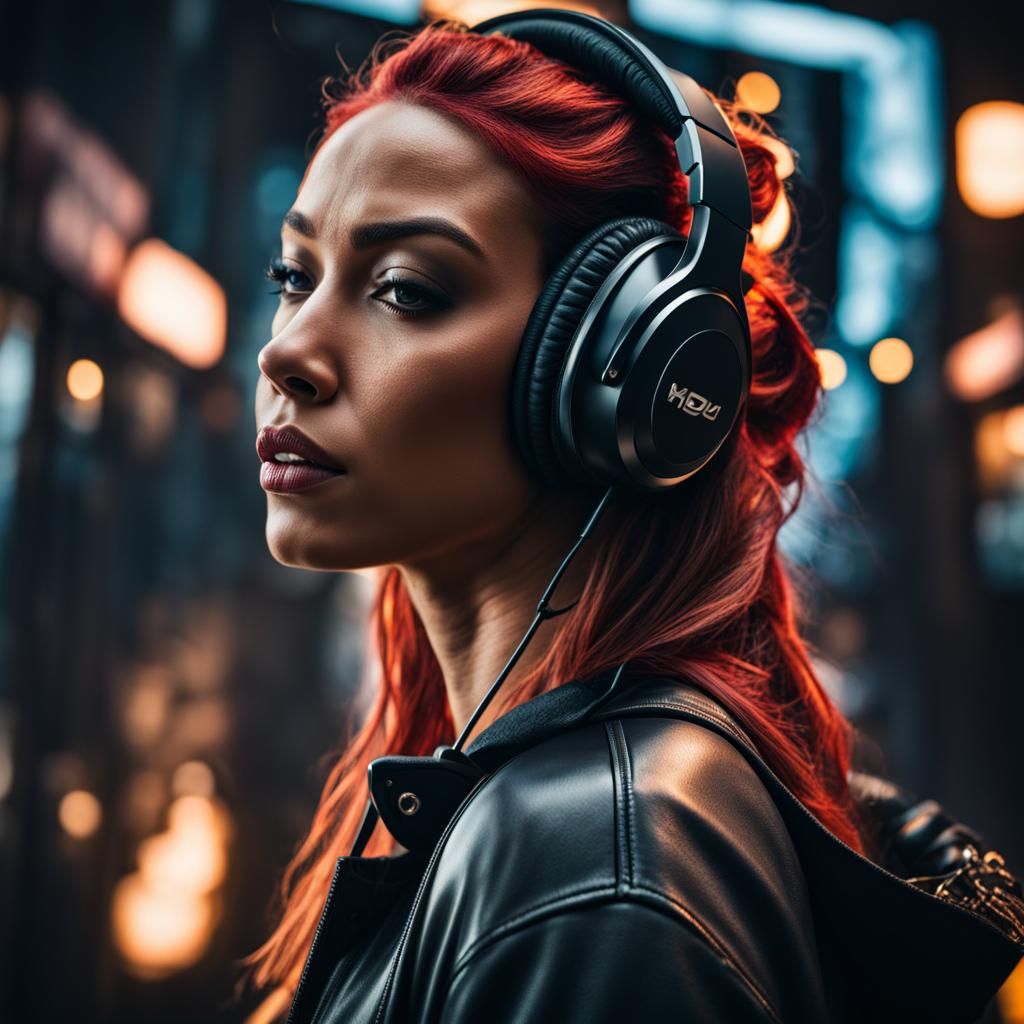 Hyperrealistic Photo of Person Listening to Toxic Music
