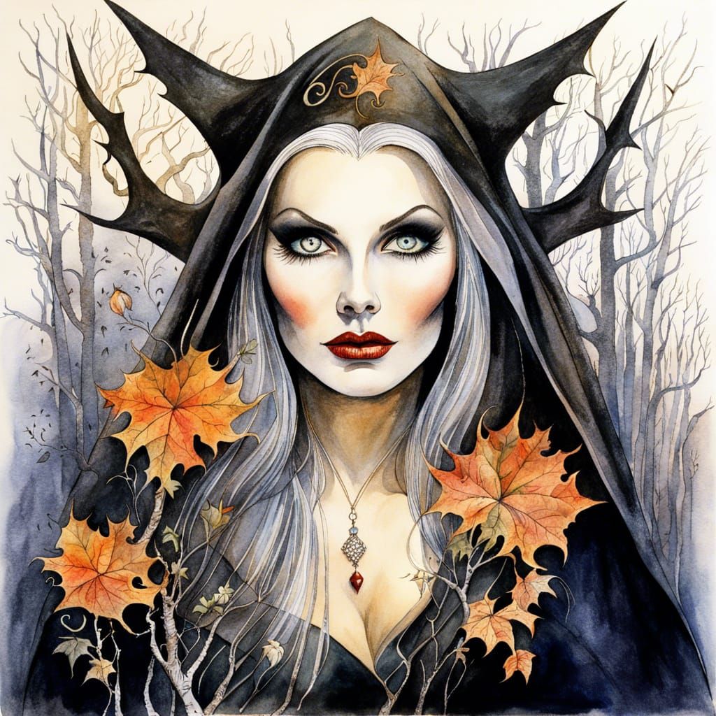Enchanting Wood Witch Watercolor Illustration