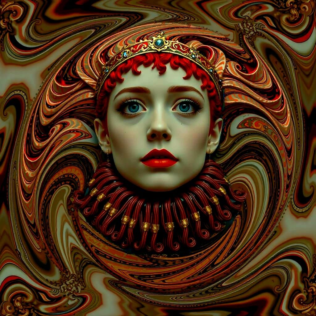 Vibrant Red Abstract Forms Twisting and Swirling