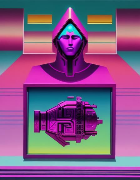 Hermes Trismegistus in Retrowave Style