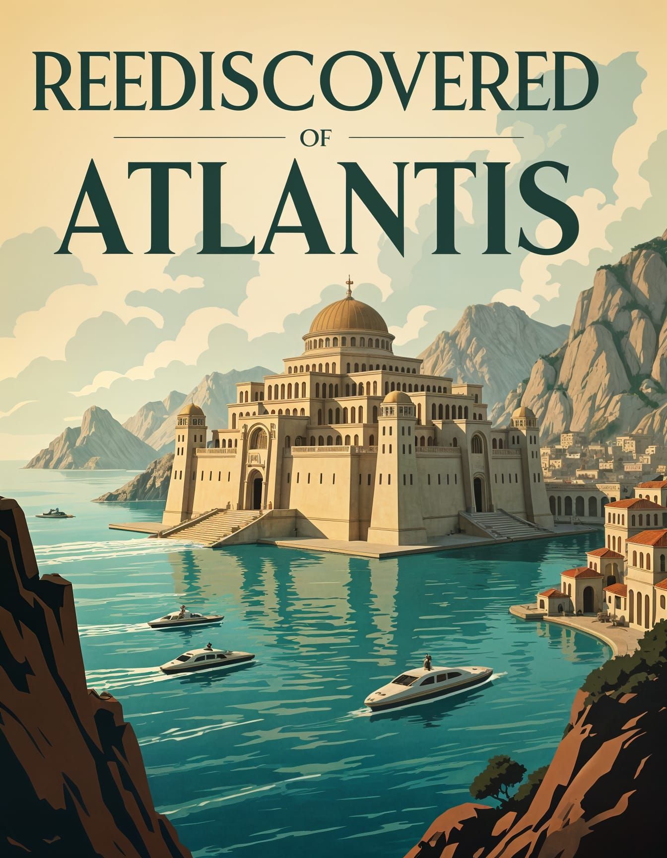 1950s Atlantis Layout in National Geographic Style