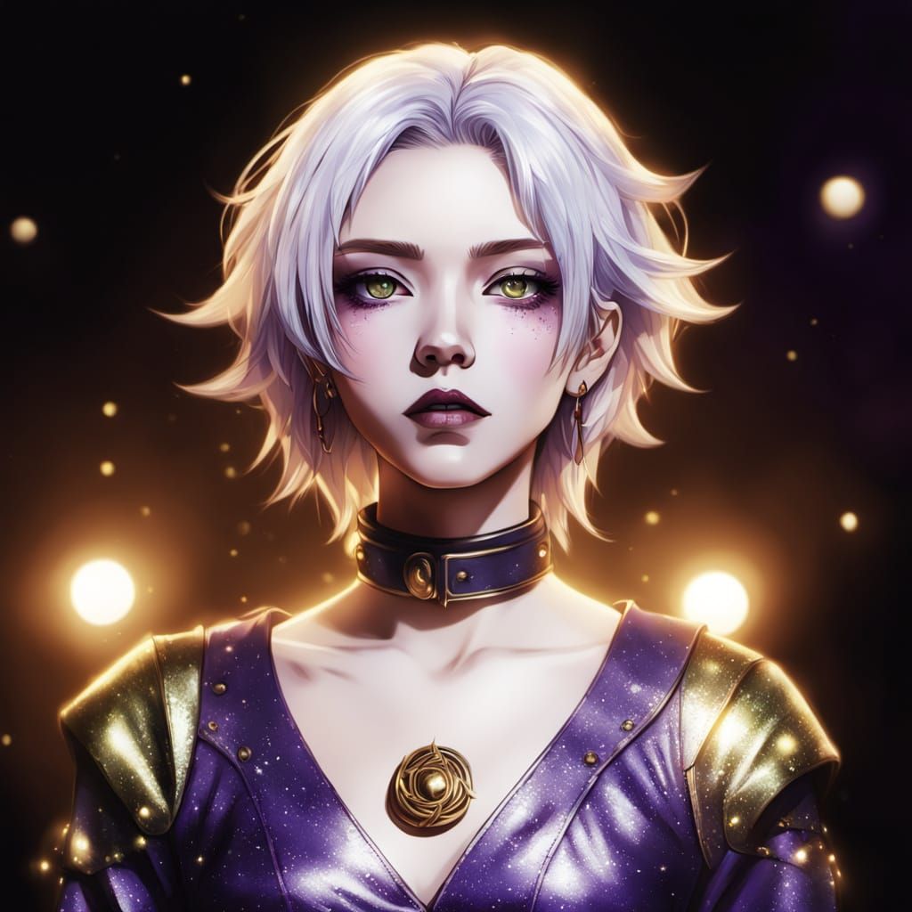 Glamorous Gothic Punk Goddess in Starlight Attire