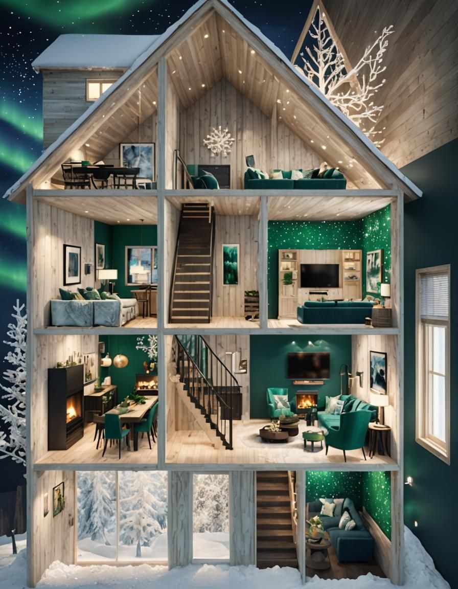 Winter Wonderland Living Room with Dynamic Lighting