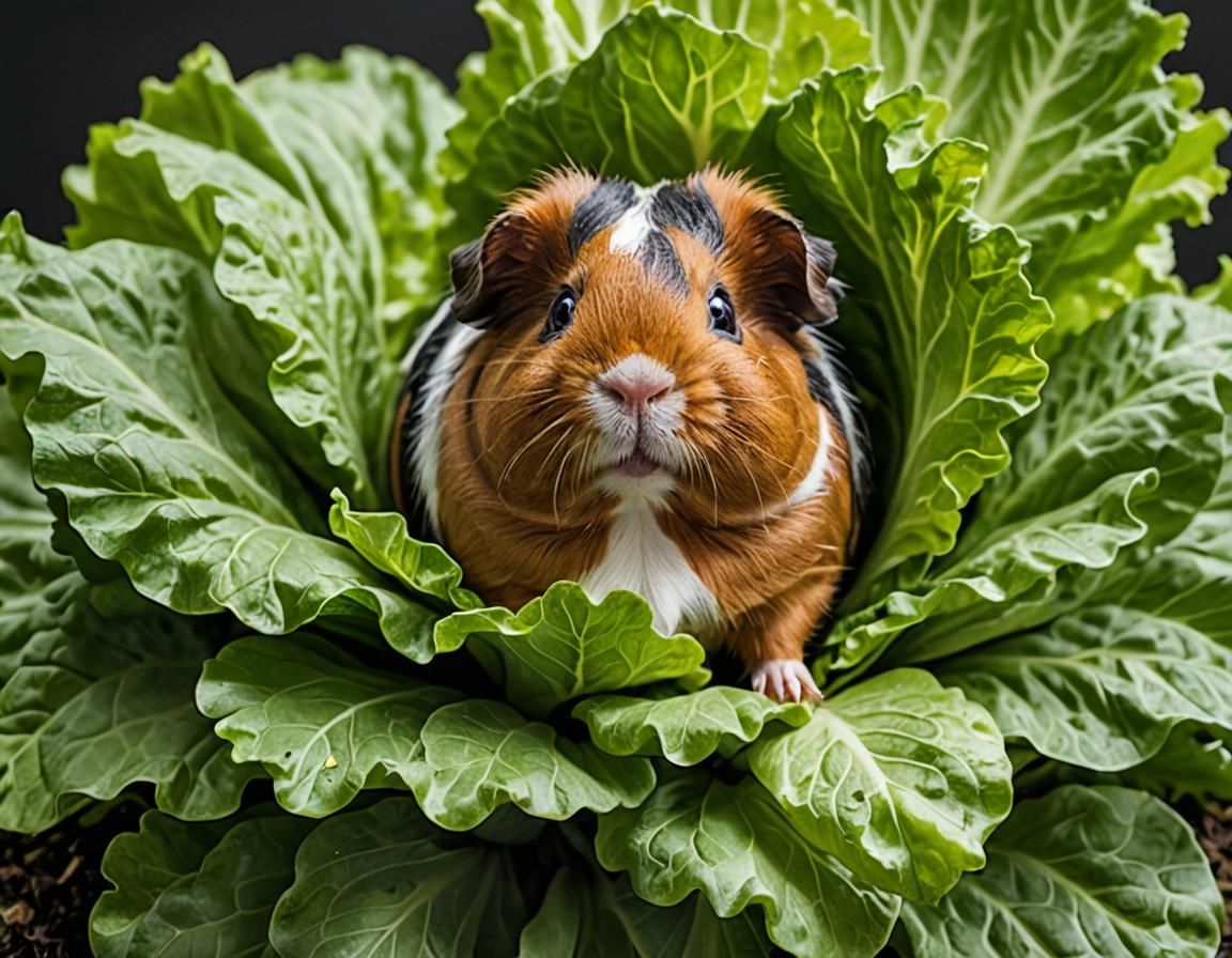 guinea pig on a cabbage