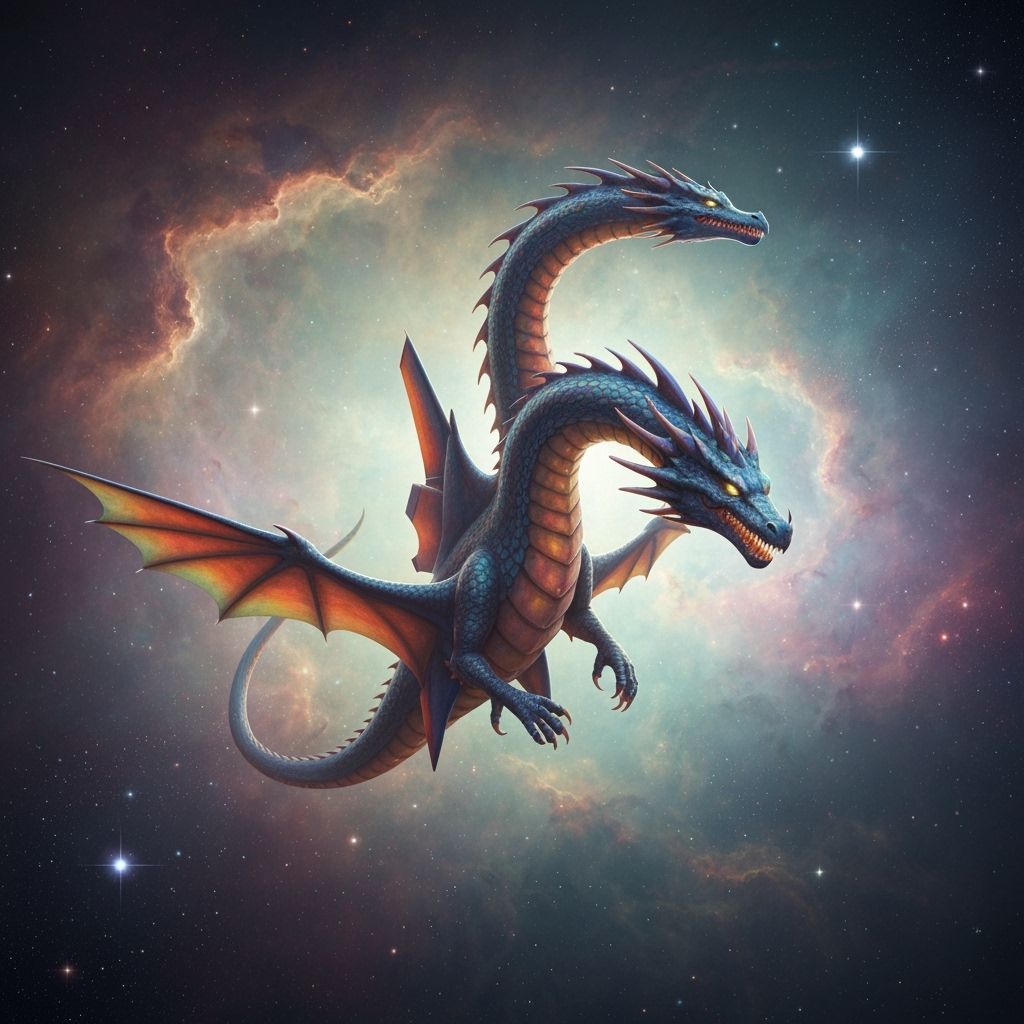 Bioluminescent Dragon Rocket Soaring Through Nebula