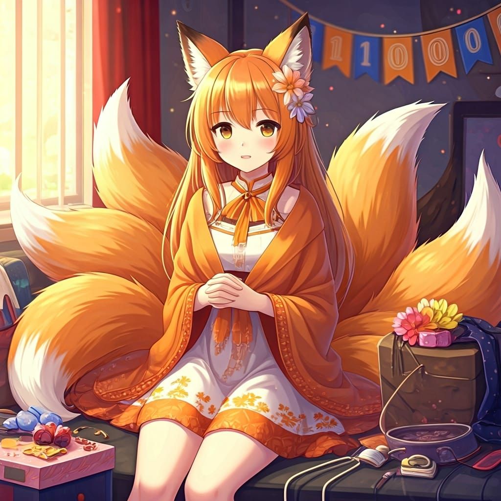 Anime Fox Girl Celebrates Milestone