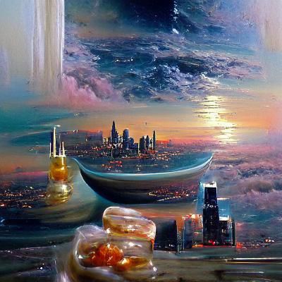 Dreamy Cityscape as Oil Painting