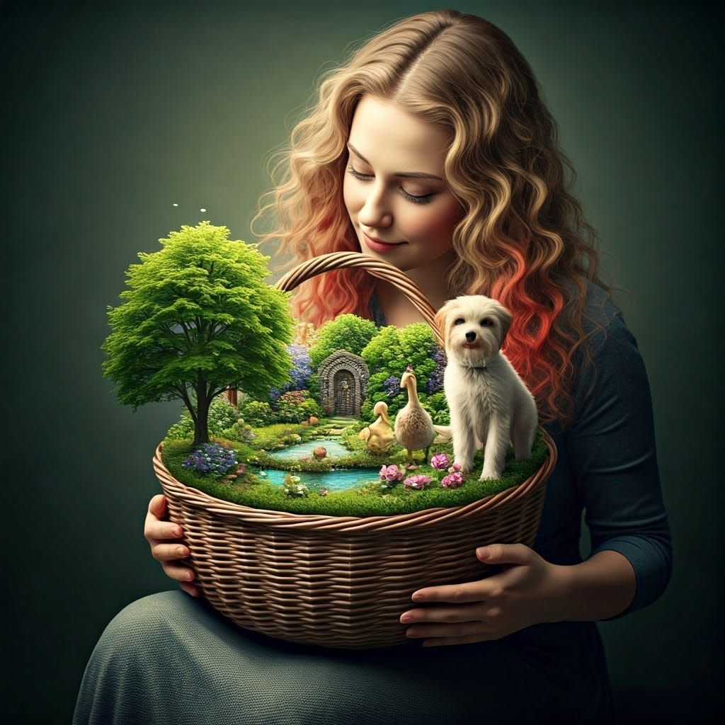 Serenity in Nature: A Young Woman's Gentle Moment