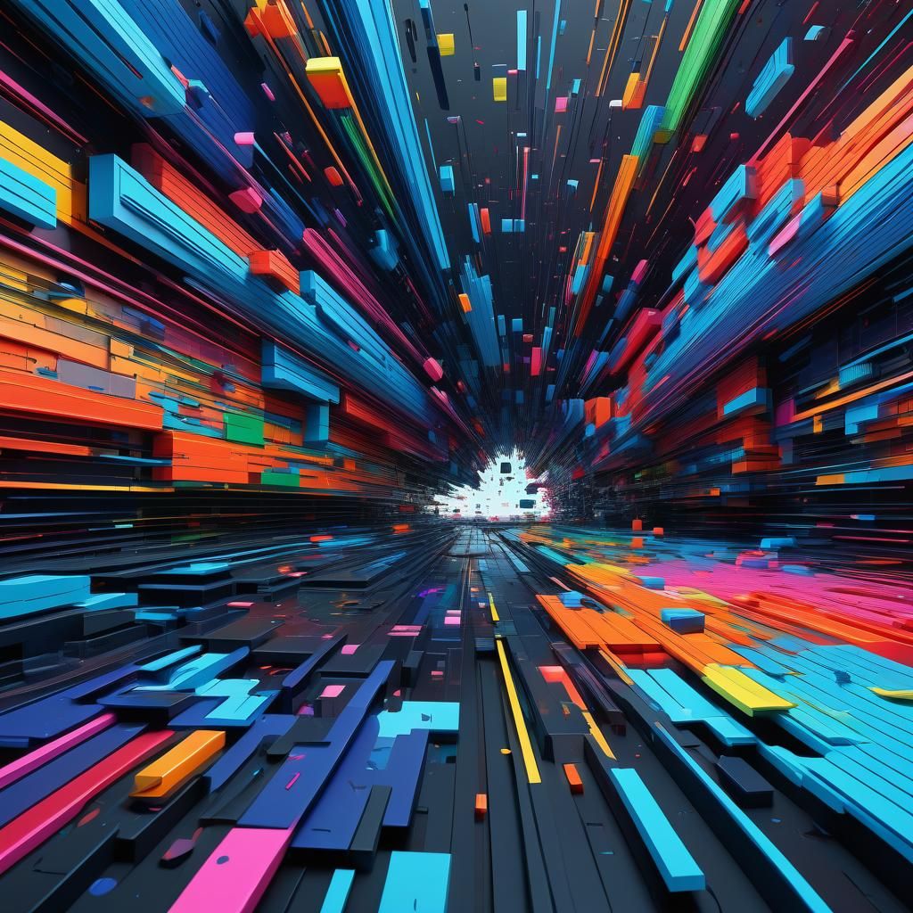 Detailed 3D Glitch Art in 8-bit Style