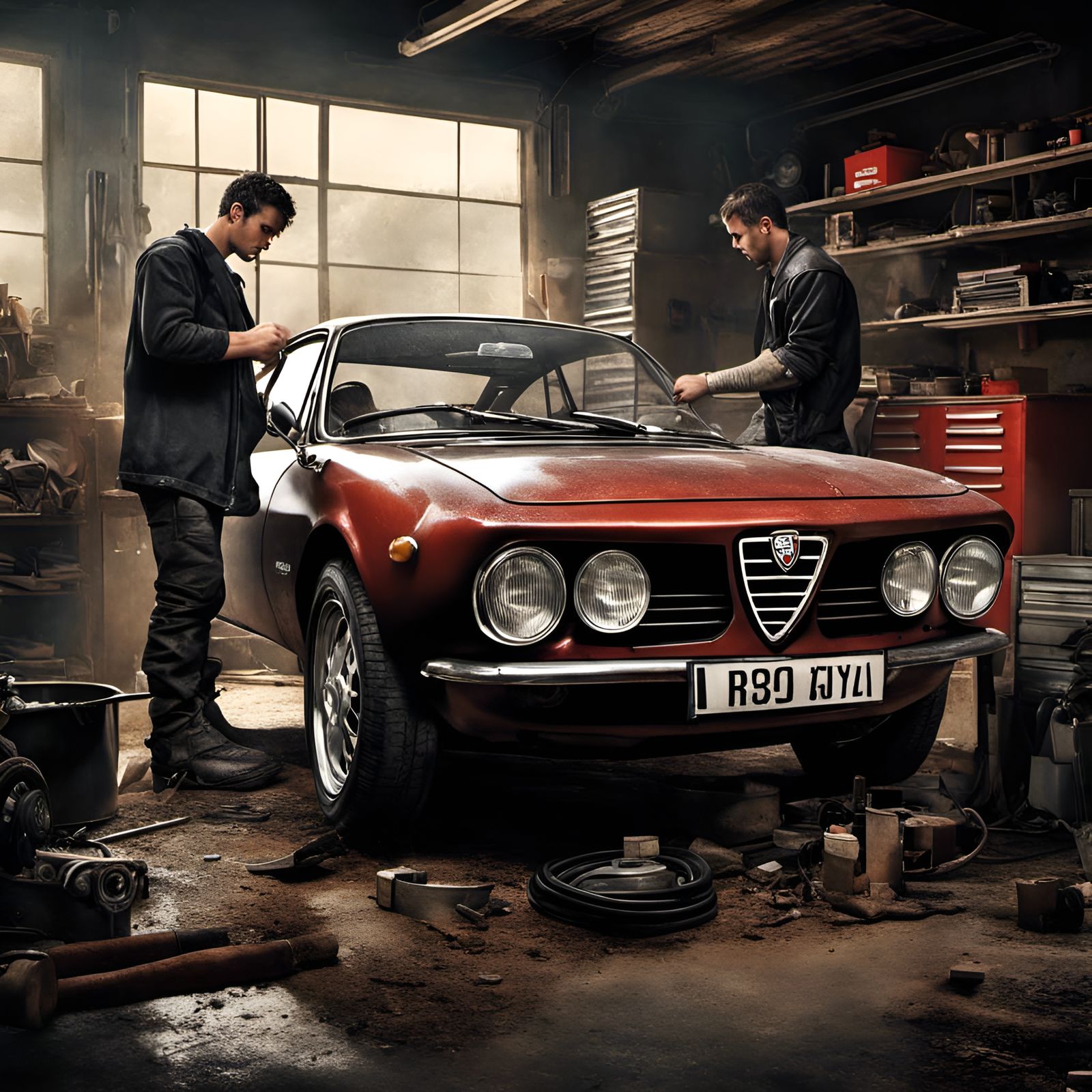 Friends Restore Classic Alfa Romeo in Garage