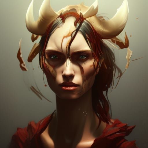 Demon Emu Portrait in Hyperdetailed Digital Art