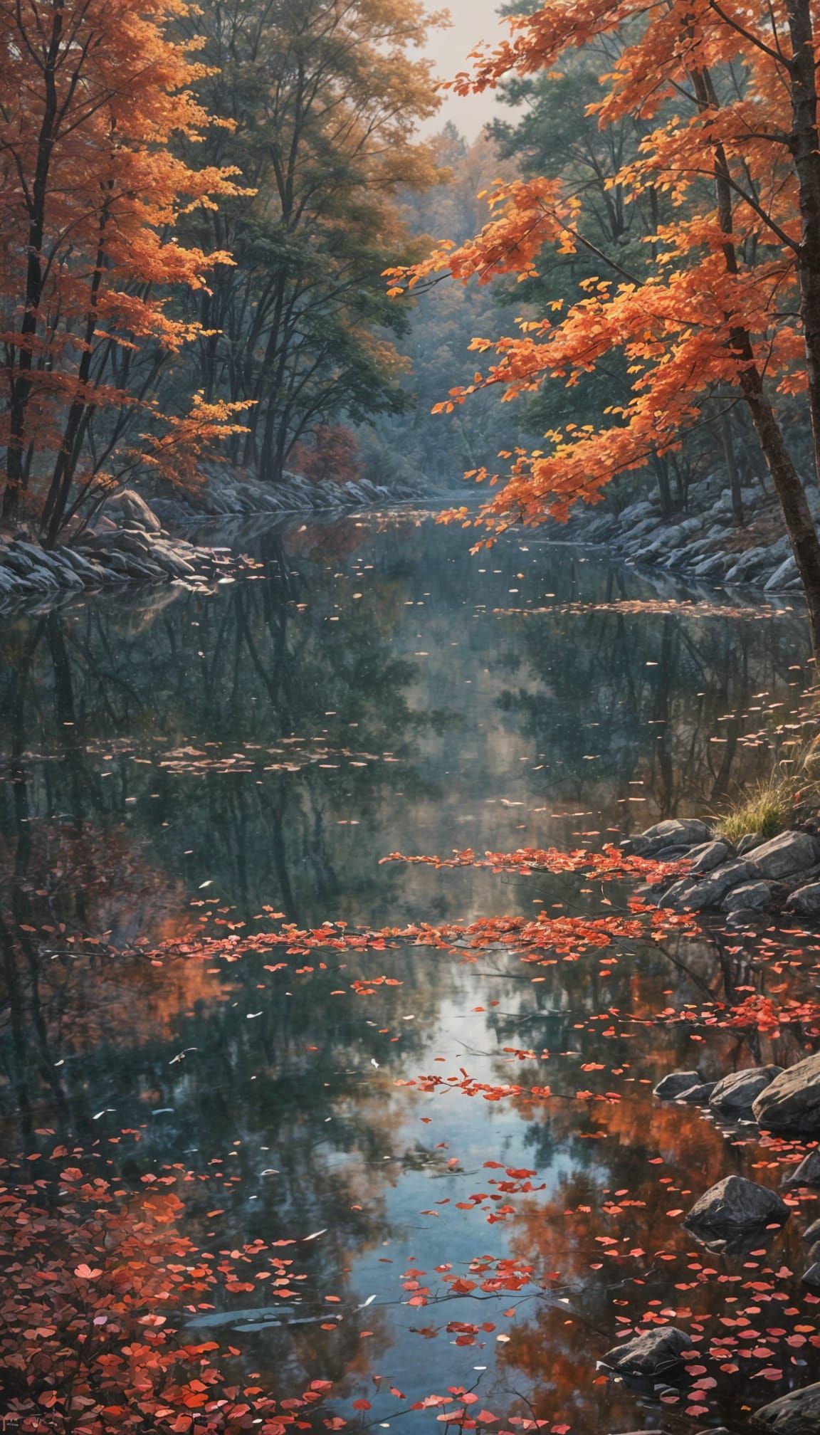 Surreal Sunset on a Majestic Lake in Vibrant Pastel Hues