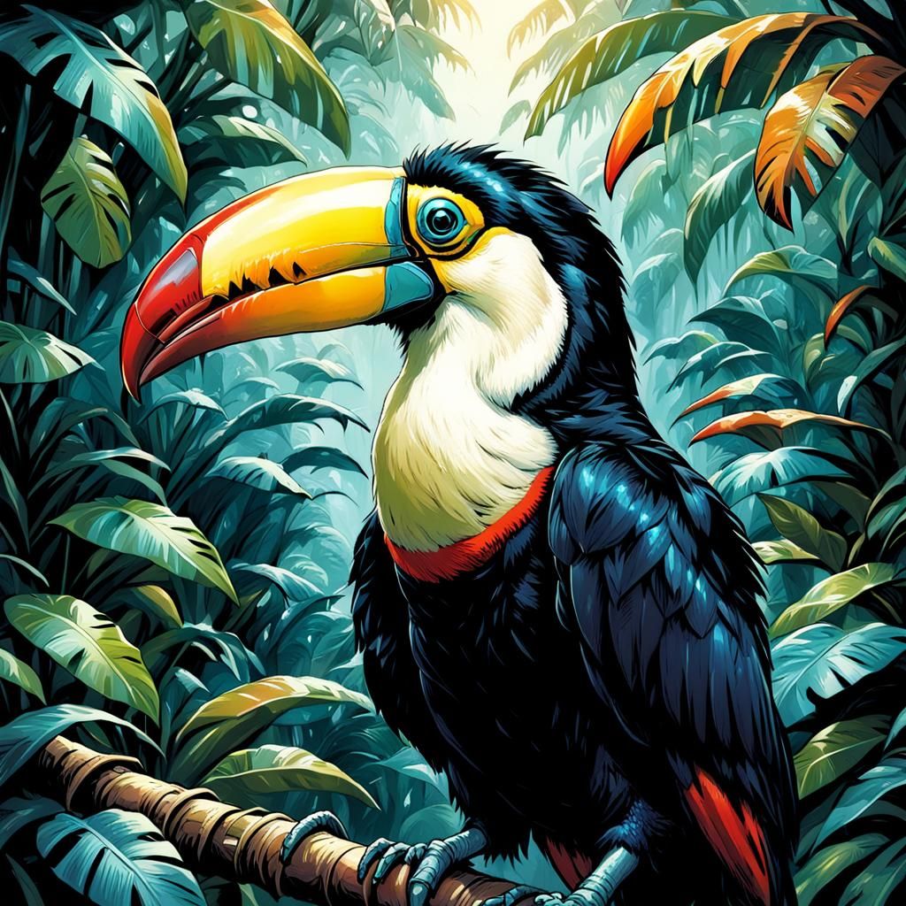 Realistic Toucan Sam in Comic Book Art