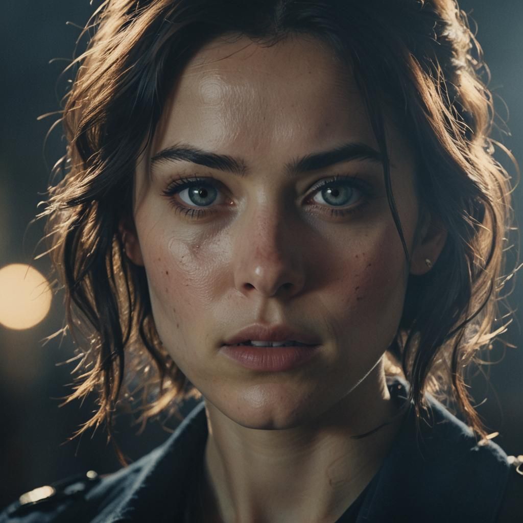 Intense Film Noir Portrait of Determined Woman