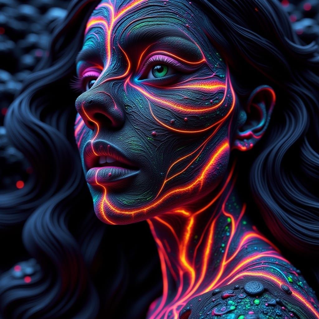 Rainbow Lava Woman Portrait
