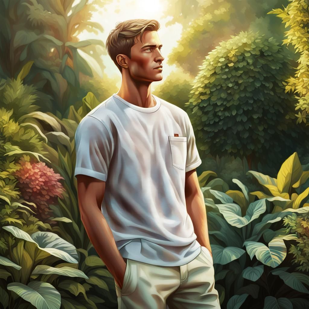 Man Basking in Sunlight: Hyperrealistic Concept Art