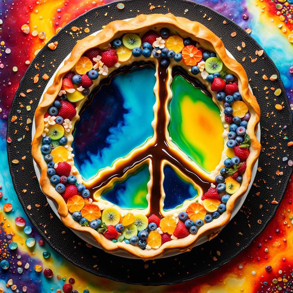 Peace Sign Pie with Psychedelic Glaze