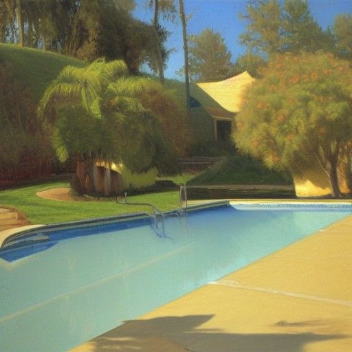 Pool Scene in Oil Painting Style