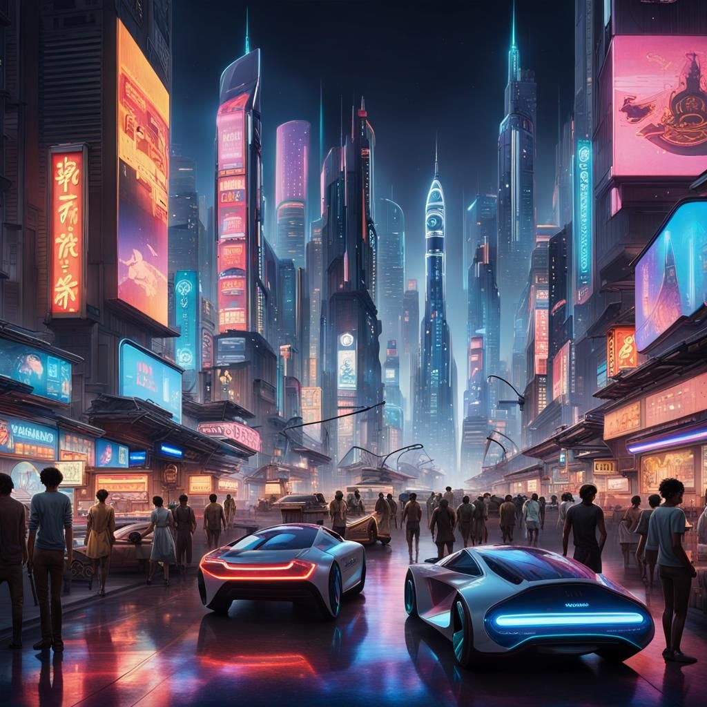 Vibrant Futuristic Cityscape at Night