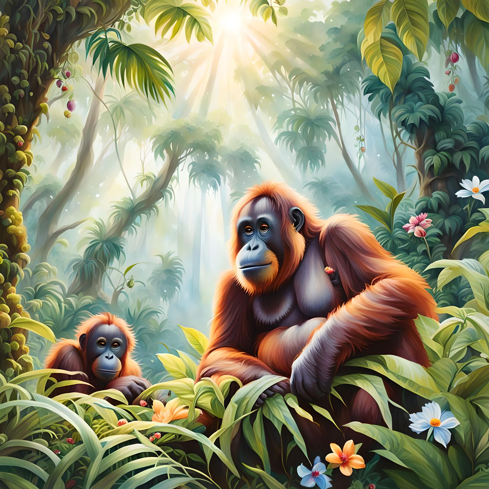 Oranguntan in RainForest