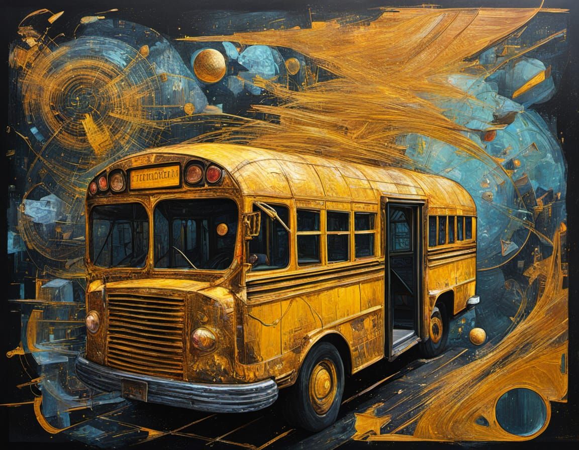 Abstract Cyberpunk Starship Painting in Metallic Copper