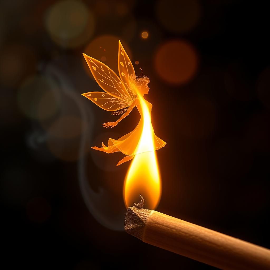 Fire Fairy Dances in Dreamscape of Light