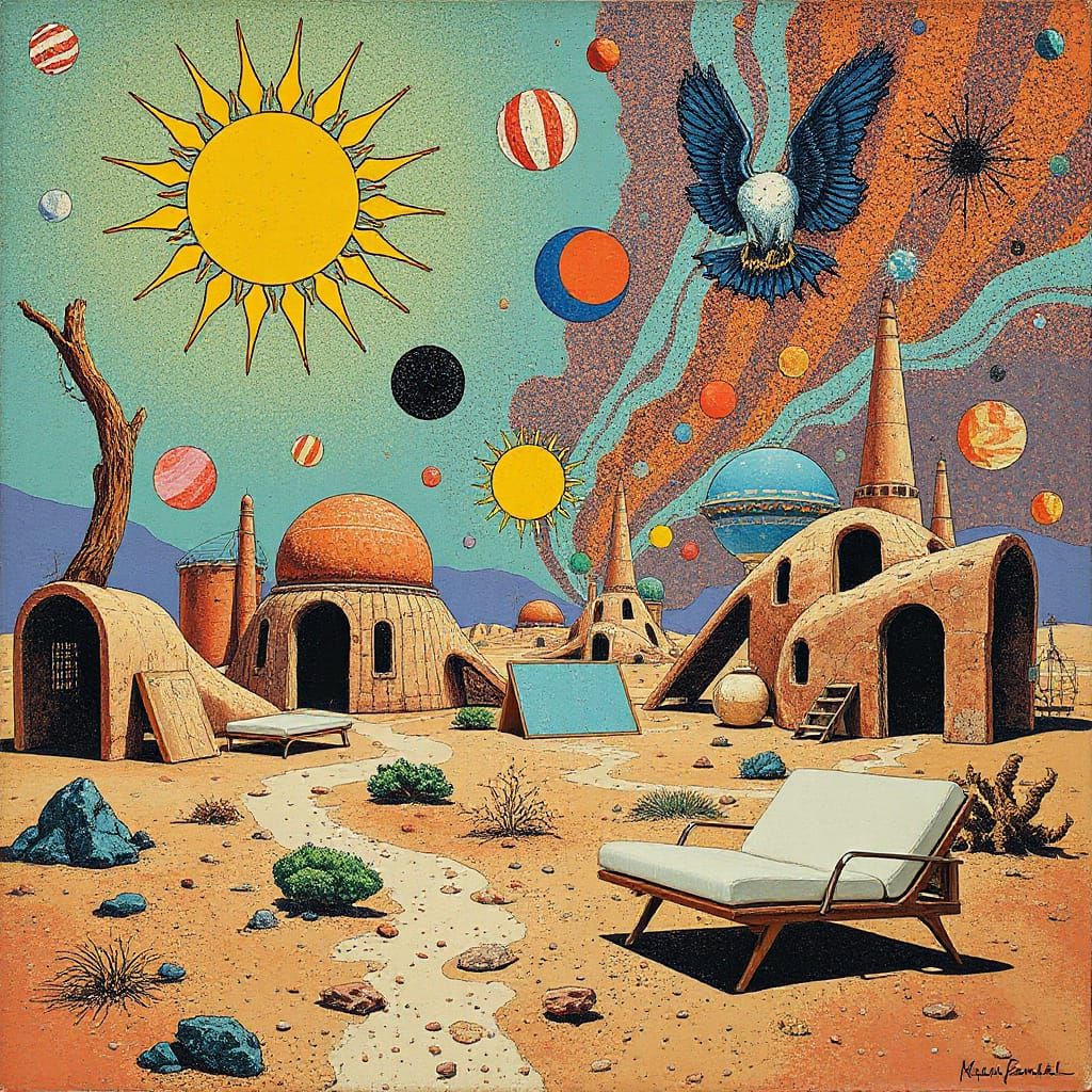 Vibrant Solarpunk Martian Cityscape with Artistic Influences