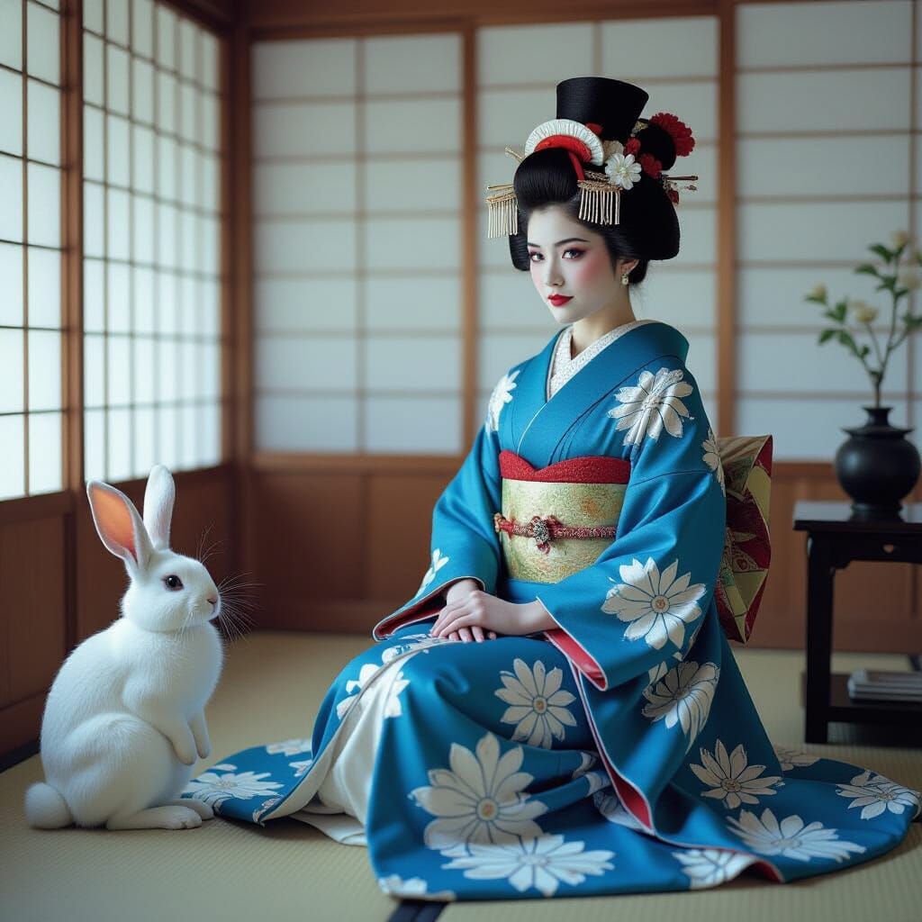 Alice in Wonderland as Geisha in Tea Room