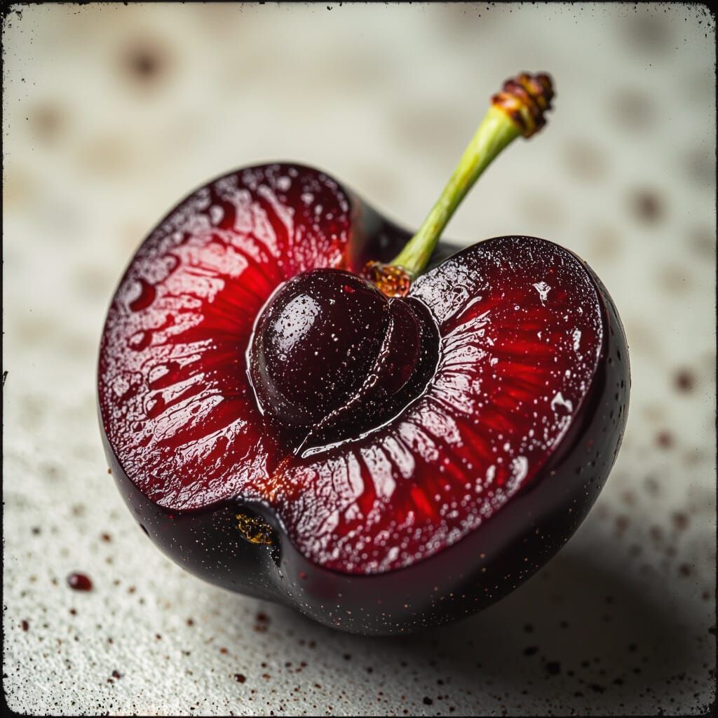 Macro Photograph of a Ripe Black Cherry