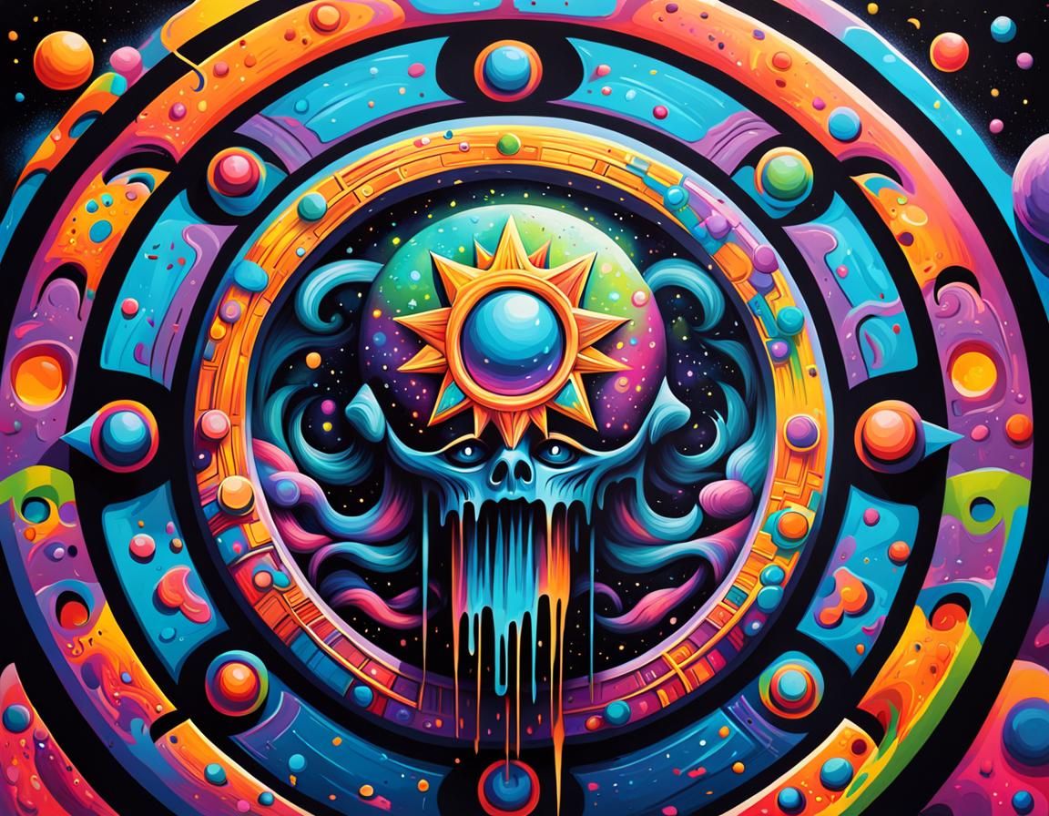 Psychedelic Star Temple in Graffiti Art Style