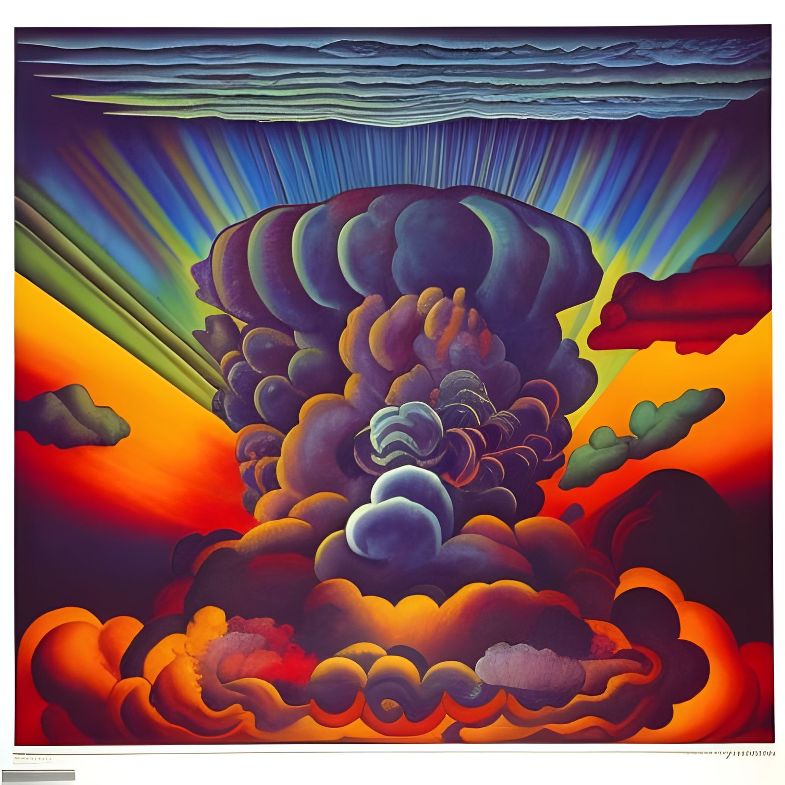 Colorful Atomic Cloud in Surrealist Painting Style