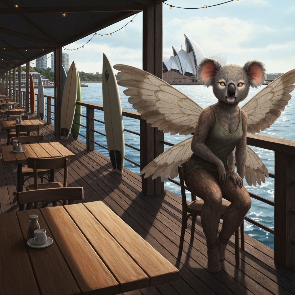 Enchanted Koala Fairy at Sydney Waterfront Cafe