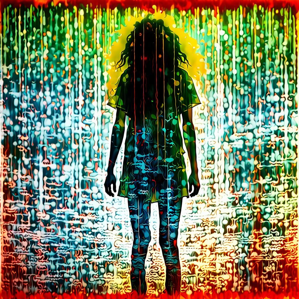 Ghostly Woman Projected on Newsprint Wall