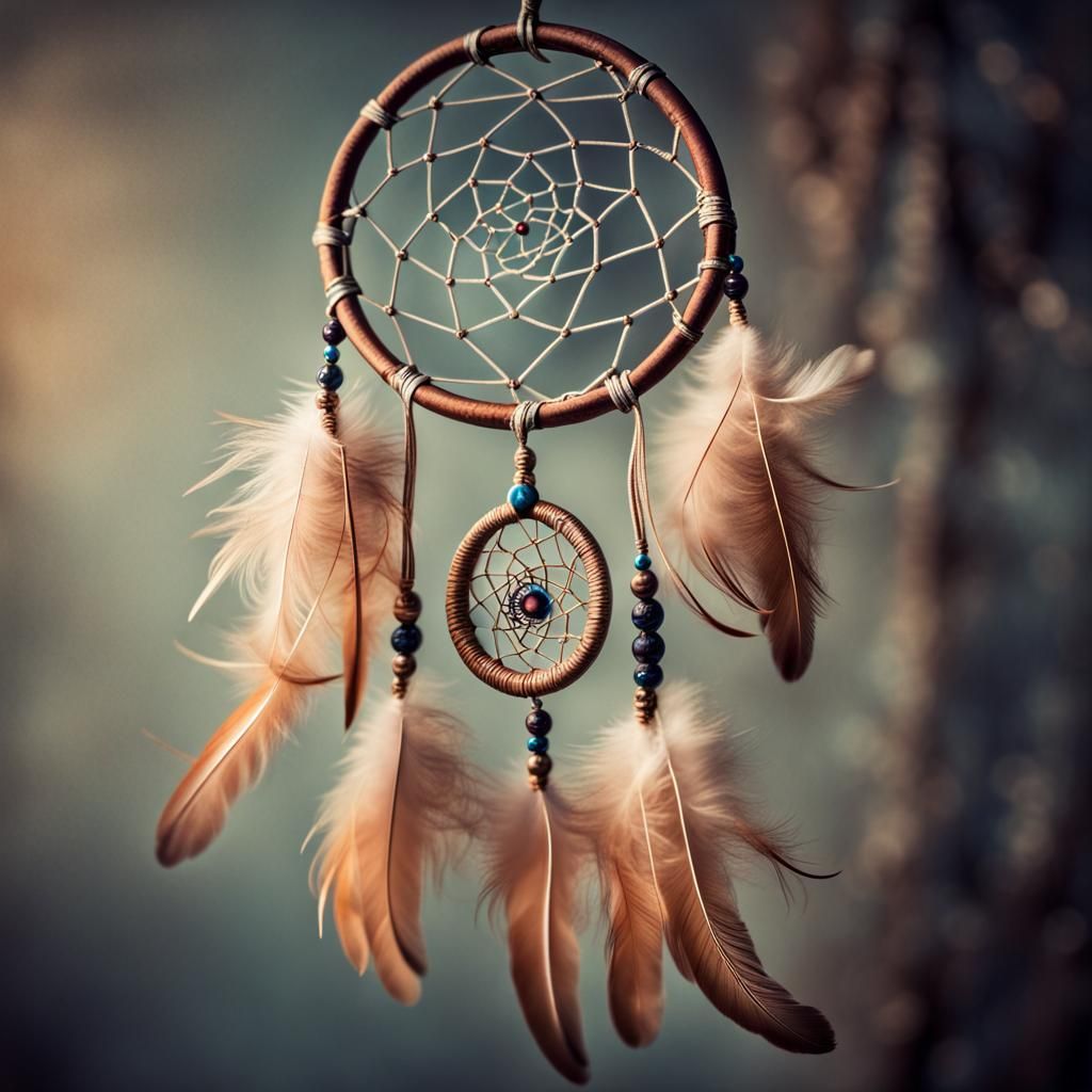 Traditional Dreamcatcher with 'Catch a Dream' Inscription