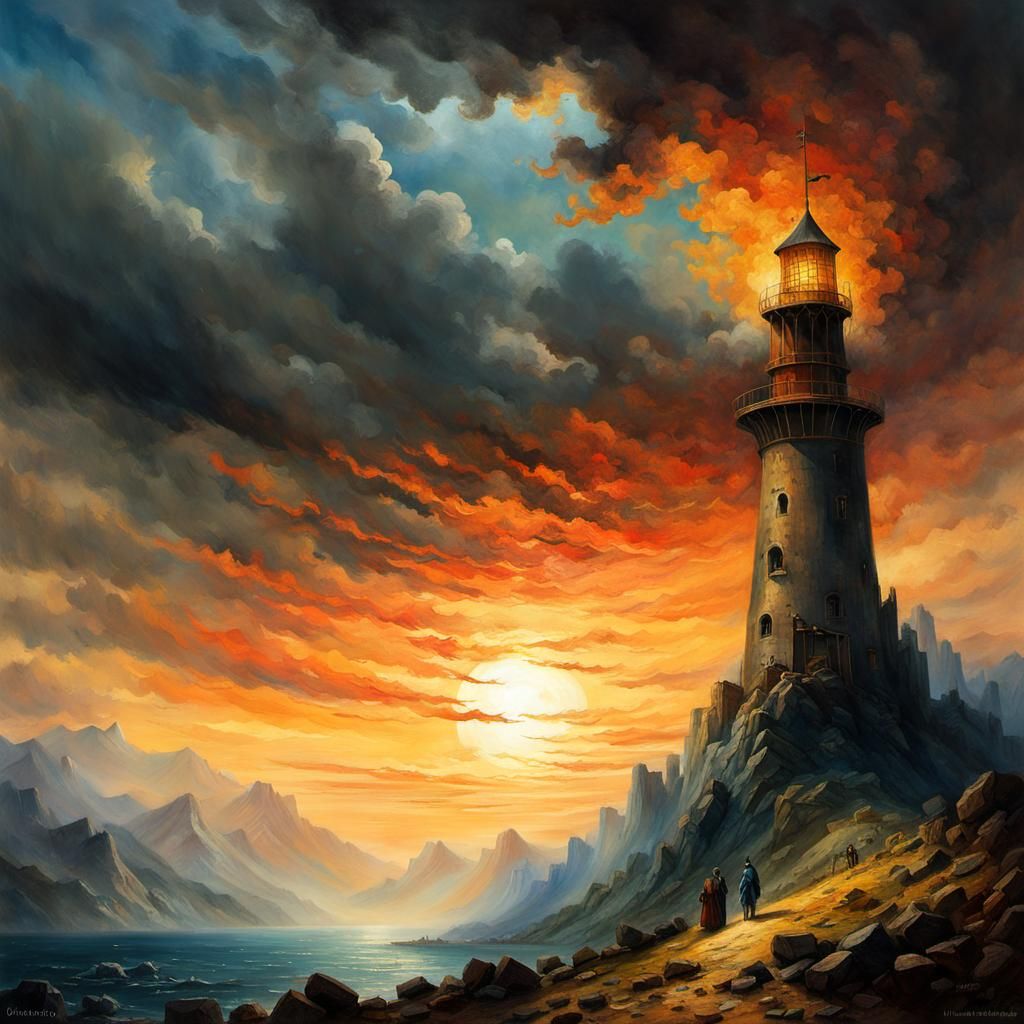 Towering Medieval Horror Landscape in Romantic Naturalism