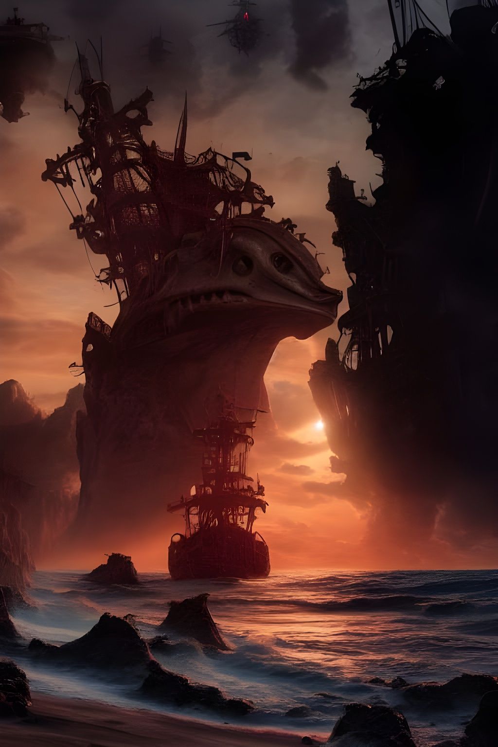 Alien Zombie Beach with Pirate Ship Echoes